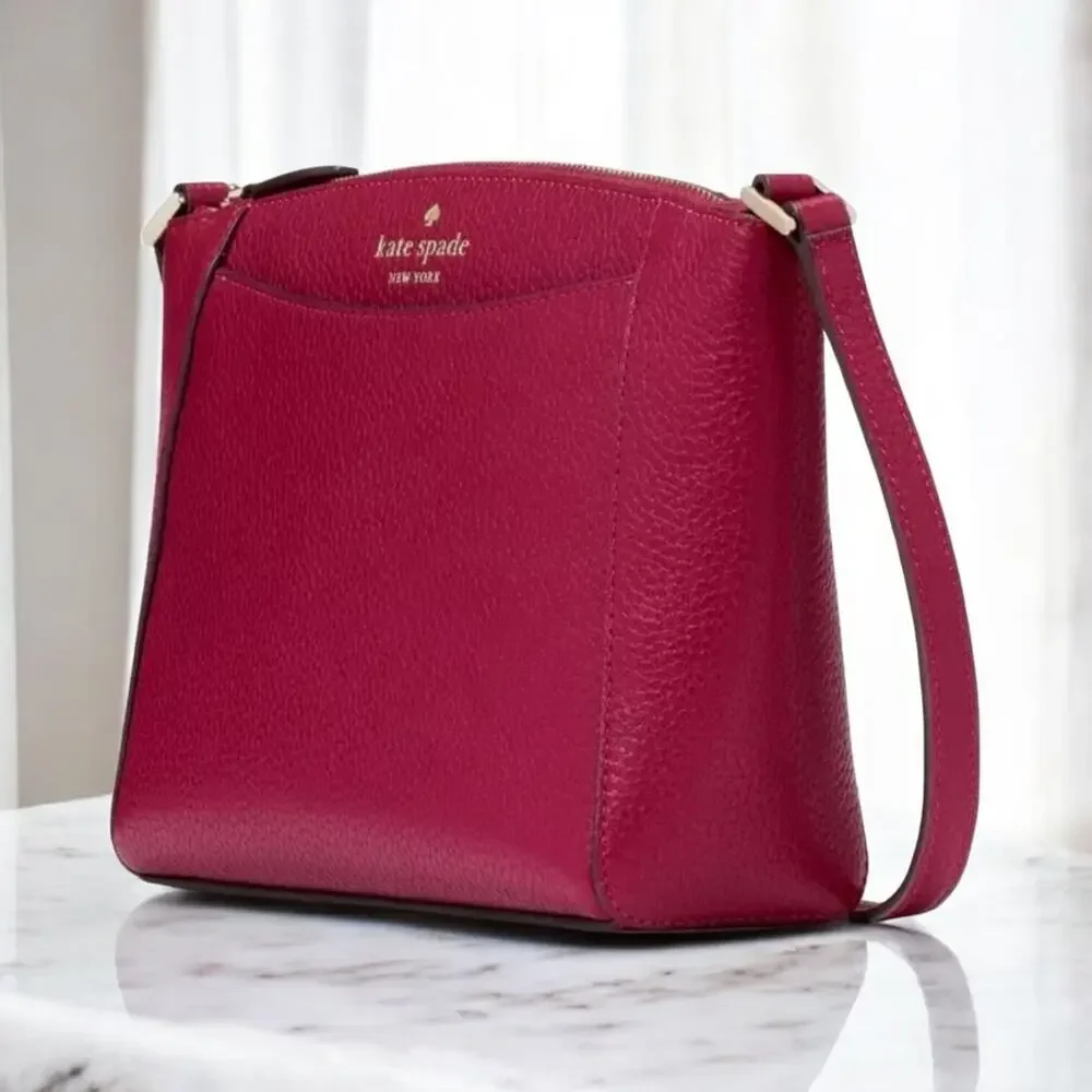 Kate Spade Monica Crossbody Pebbled Leather Purse Dark Raspberry WKR00258